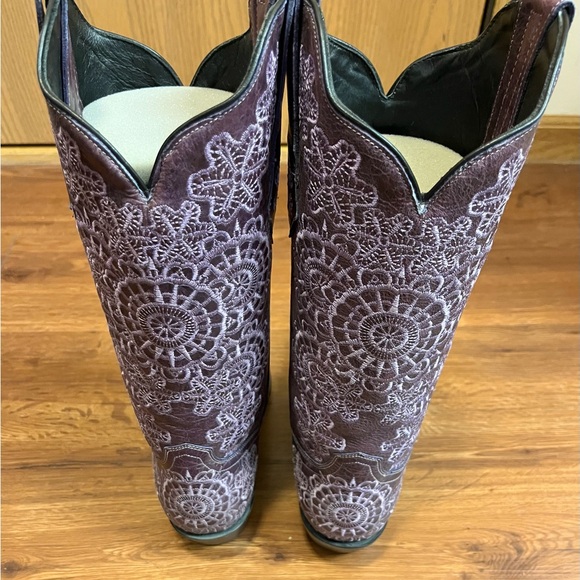 Black Star Western Boots Cowgirl Women’s Size 8.5M Purple Lilac Embroidery - Picture 6 of 11